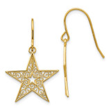 Image of 31mm 14K Yellow Gold Filigree Star Shepherd Hook Earrings