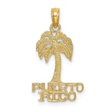 Image of 14K Yellow Gold Flat Puerto Rico Under Palm Tree Pendant
