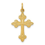Image of 14K Yellow Gold Fleur De Lis Cross Pendant C1957