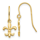 Image of 23mm 14K Yellow Gold Fleur De Lis Dangle Earrings