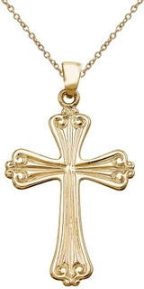 Image of 14K Yellow Gold Flower Cross Pendant (Chain NOT included)