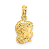 Image of 14K Yellow Gold Girl Head Pendant D1717