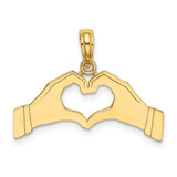 Image of 14K Yellow Gold Hands Forming A Heart Pendant
