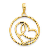 Image of 14K Yellow Gold Heart Circle Pendant
