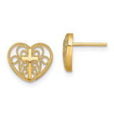 Image of 14K Yellow Gold Heart w/ Cross Post Earrings