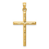 Image of 14K Yellow Gold Hollow Shiny-Cut Cross Pendant K6395