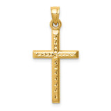 Image of 14K Yellow Gold Hollow Shiny-Cut Cross Pendant K6396