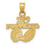 Image of 14K Yellow Gold I Heart Football Pendant D4294