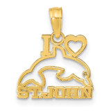 Image of 14K Yellow Gold I Heart St. John w/ Dolphin Pendant