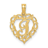 Image of 14K Yellow Gold I Script Initial In Heart Pendant