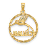 Image of 14K Yellow Gold Jamaica w/ Bird In Round Frame Pendant