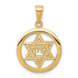 Image of 14K Yellow Gold Jewish Chi In Star Of David Pendant