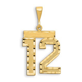 Image of 14K Yellow Gold Large Shiny-Cut Number 12 Pendant