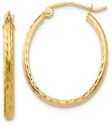 Image of 25mm 14K Yellow Gold Lightweight Shiny-Cut Oval Hoop Earrings TE512