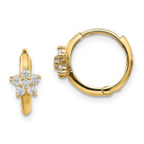 Image of 11mm 14K Yellow Gold Madi K CZ Childrens Flower Hinged Hoop Earrings