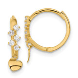 Image of 17mm 14K Yellow Gold Madi K CZ Heart Dangle Hinged Hoop Earrings