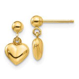 Image of 11mm 14K Yellow Gold Madi K Puffed Heart Dangle Earrings