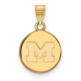 Image of 14K Yellow Gold Michigan (University Of) Small Disc Pendant by LogoArt