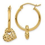 Image of 23mm 14K Yellow Gold Moveable Heart Hoop Earrings