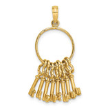 Image of 14K Yellow Gold Moveable I Love You Key Chain Pendant