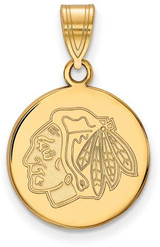 Image of 14K Yellow Gold NHL Chicago Blackhawks Medium Disc Pendant by LogoArt