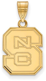 Image of 14K Yellow Gold North Carolina State University Medium Pendant LogoArt 4Y003NCS
