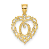 Image of 14K Yellow Gold O Script Initial In Heart Pendant