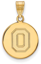 Image of 14K Yellow Gold Ohio State University Medium Disc Pendant by LogoArt (4Y062OSU)