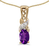 Image of 14k Yellow Gold Oval Amethyst And Diamond Pendant (Chain NOT included) (CM-P2584X-02)