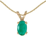 Image of 14k Yellow Gold Oval Emerald Pendant (Chain NOT included)