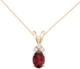 Image of 14K Yellow Gold Oval Garnet & Diamond Pendant (Chain NOT included) P8024-01