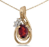 Image of 14k Yellow Gold Oval Garnet And Diamond Teardrop Pendant (Chain NOT included)