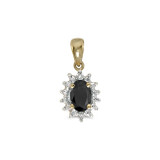 Image of 14k Yellow Gold Oval Onyx And Diamond Pendant (Chain NOT included) (CM-P1342X-OX)