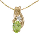 Image of 14k Yellow Gold Oval Peridot And Diamond Pendant (Chain NOT included) (CM-P1861X-08)