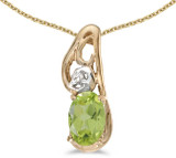 Image of 14k Yellow Gold Oval Peridot And Diamond Pendant (Chain NOT included) (CM-P2590X-08)