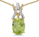 Image of 14k Yellow Gold Oval Peridot And Diamond Pendant (Chain NOT included) (CM-P2620X-08)