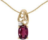 Image of 14k Yellow Gold Oval Rhodolite Garnet And Diamond Pendant (Chain NOT included) (CM-P2582X-RG)