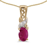 Image of 14k Yellow Gold Oval Ruby And Diamond Pendant (Chain NOT included) (CM-P2584X-07)