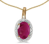 Image of 14k Yellow Gold Oval Ruby And Diamond Pendant (Chain NOT included) (CM-P2615X-07)