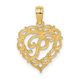 Image of 14K Yellow Gold P Script Initial In Heart Pendant