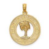 Image of 14K Yellow Gold Pawleys Island Round Frame w/ Palm Tree Pendant