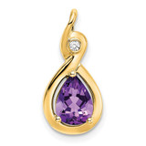 Image of 14K Yellow Gold Pear Amethyst & Diamond Pendant PM7055-AM-002-YA