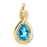 Image of 14K Yellow Gold Pear Blue Topaz & Diamond Pendant PM7055-BT-002-YA