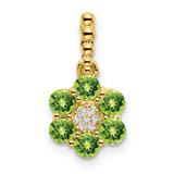 Image of 14k Yellow Gold Peridot and Diamond Floral Pendant