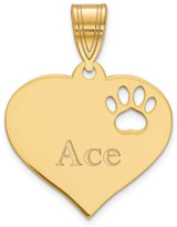 Image of 14K Yellow Gold Personalized Heart with Paw Print Cut Out Pendant XNA766Y