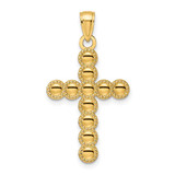 Image of 14k Yellow Gold Polished & Beaded Circles Cross Pendant