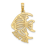Image of 14K Yellow Gold Polished & Cut-Out Aruba Under Angelfish Pendant
