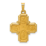 Image of 14K Yellow Gold Polished & Satin Four Way Medal Pendant