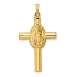 Image of 14K Yellow Gold Polished & Satin Hollow Cross Pendant