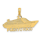 Image of 14K Yellow Gold Polished & Satin Puerto Rico Cruise Ship Pendant